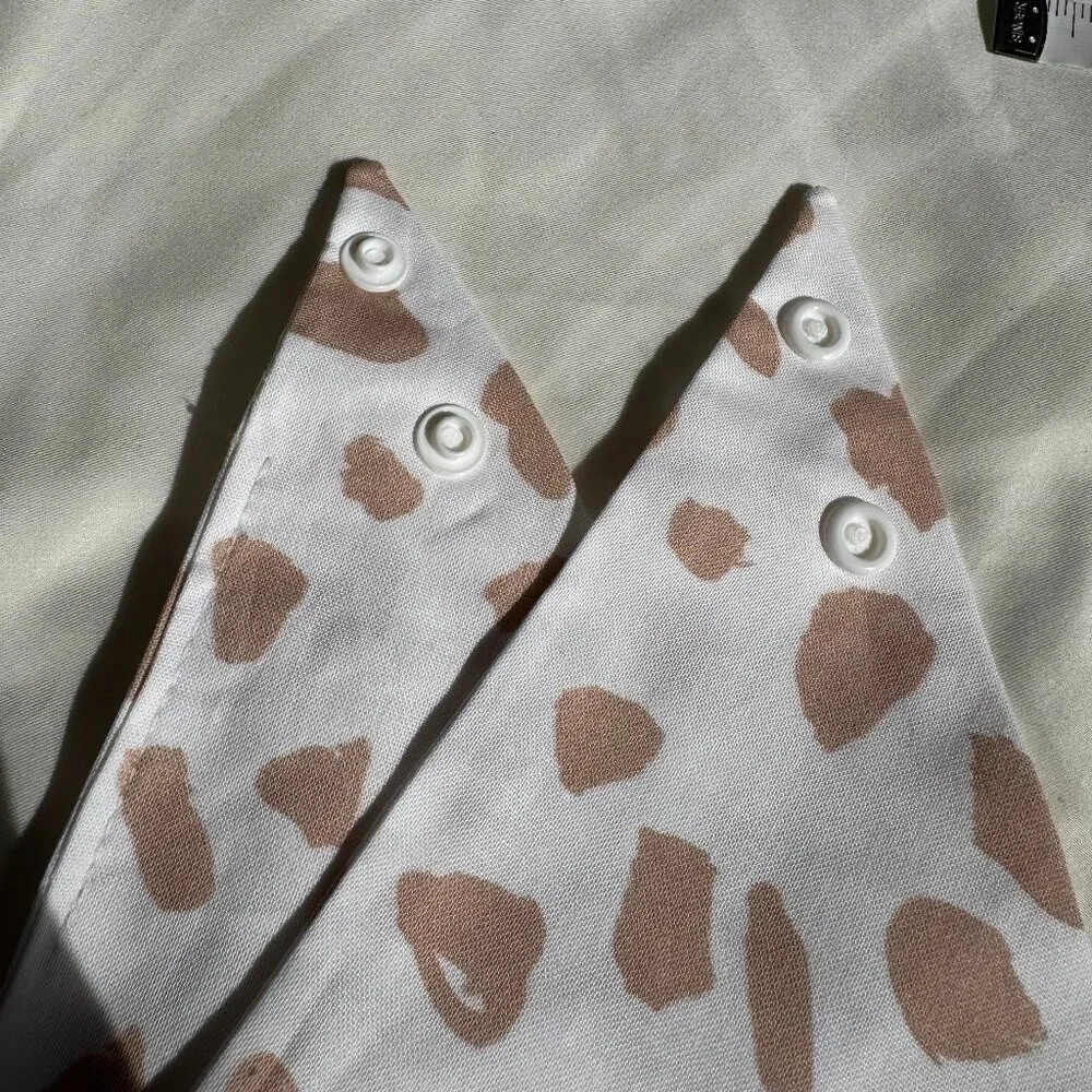 NWT Blush & Fluff Strawberry Cow Print Dog Bandana, White and Pink, Size M